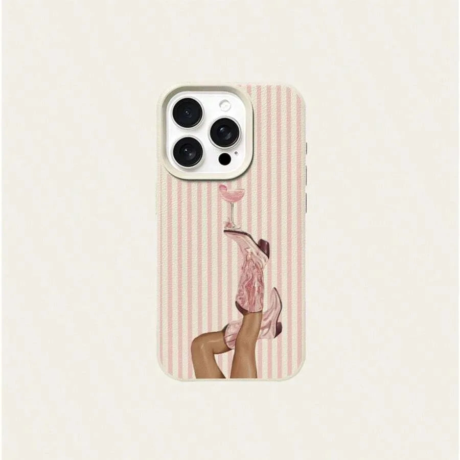 Retro Western Cowboy Boot Striped Pattern TPU Soft Phone Case for Iphone 17 Pro Max 16 plus 15 14 13 12 11 XS X XR 16E Air Cover